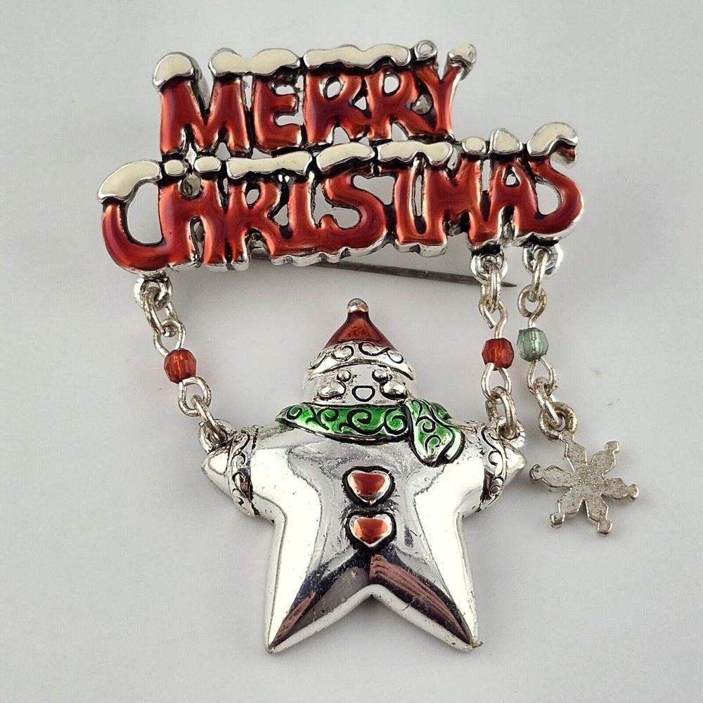 Merry‎ Christmas Brooch Pendant Star Articulated